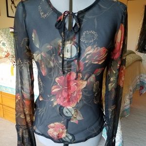 100% silk sheer blouse. M USA made
